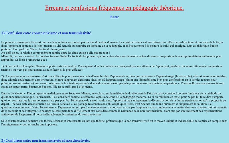 Erreurs et confusions fréquentes en pédagogie théorique